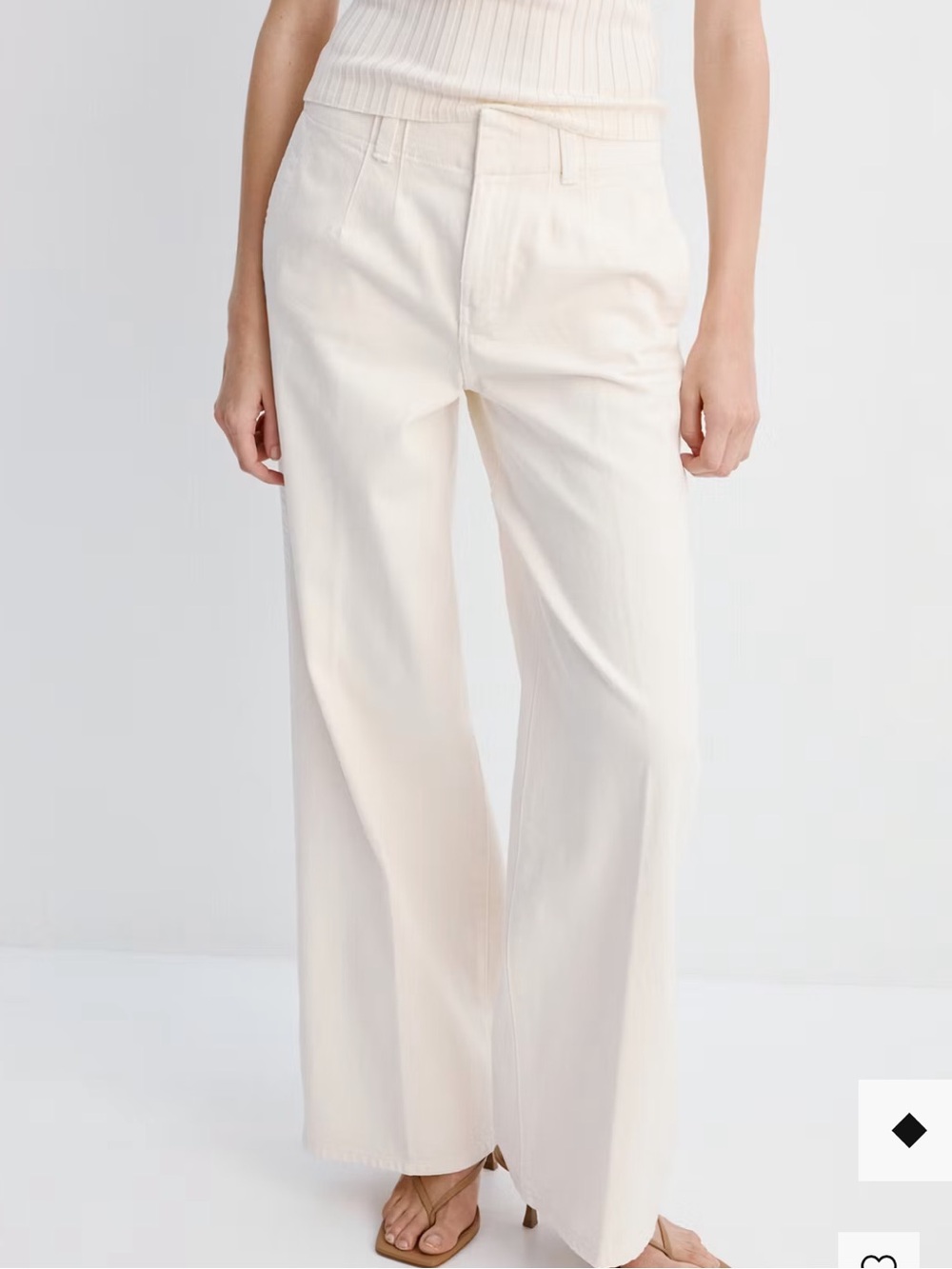 Mango Cream Wide Leg High-Rise Pants WIDE LEG MID-RISE JEANS 5822 - Picture 5 of 5